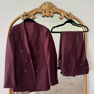 Alain Dupetit NWT Burgundy Double Breasted Suit